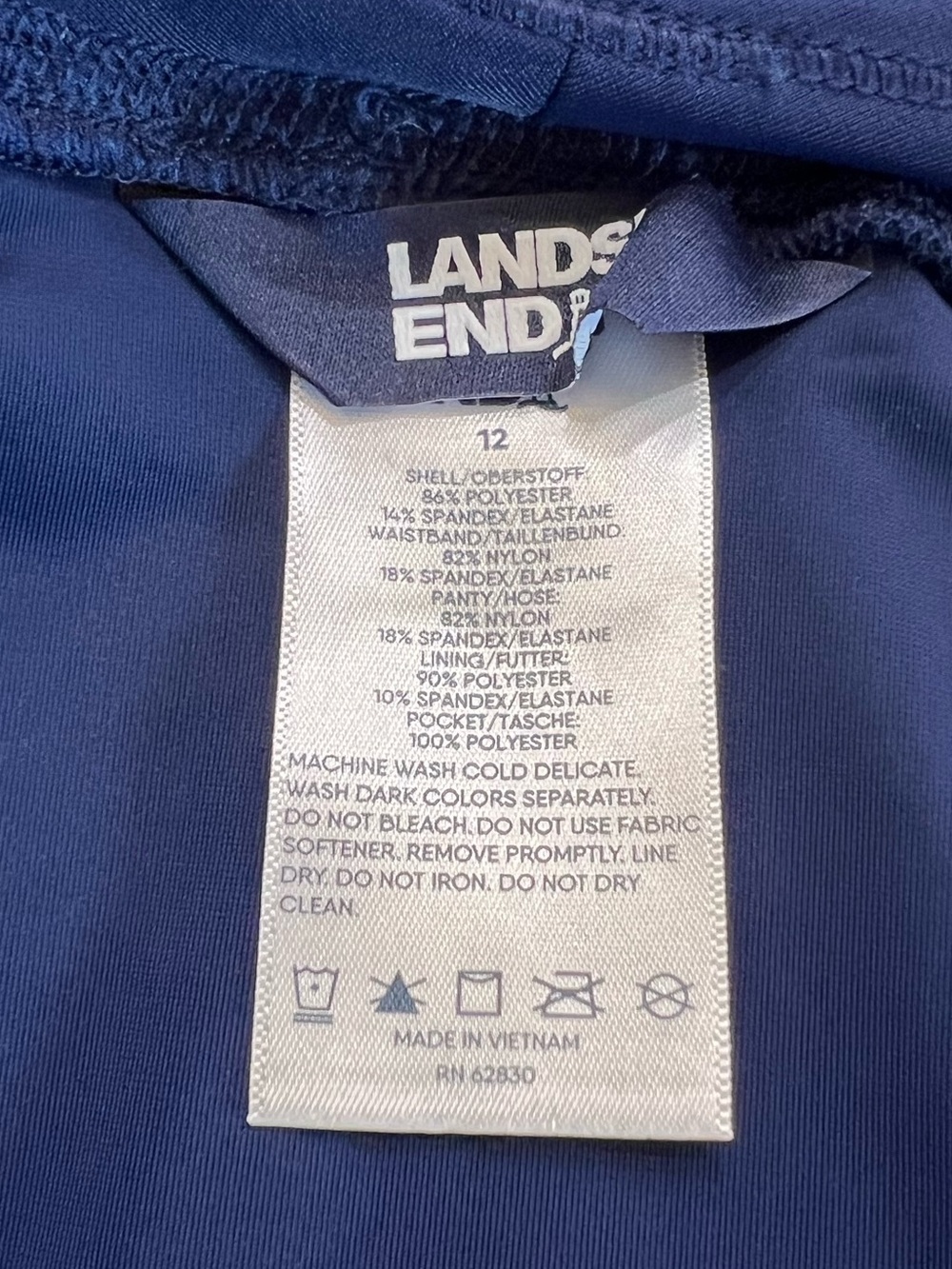 Lands’ End Navy Blue Quick Dry Athletic Shorts Size 12 - Picture 5 of 8